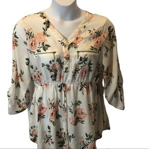 FLORAL QUARTER SLEEVE TOP